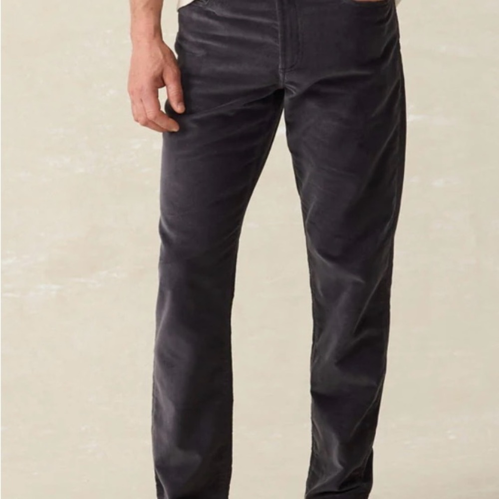 Faherty 5 Pocket Stretch Cords in Washed Charcoal